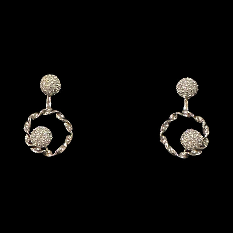 925 Sterling Silver CZ Studded Earrings / Jhumki - Design
