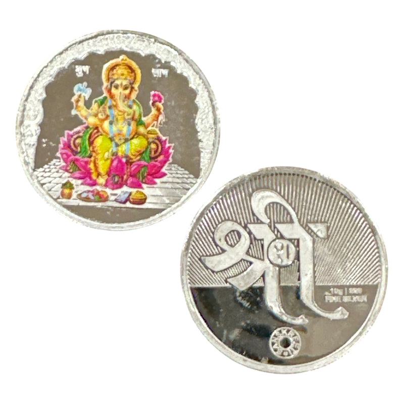 999 Pure Silver Ganesha 10 Gram Meena Coin
