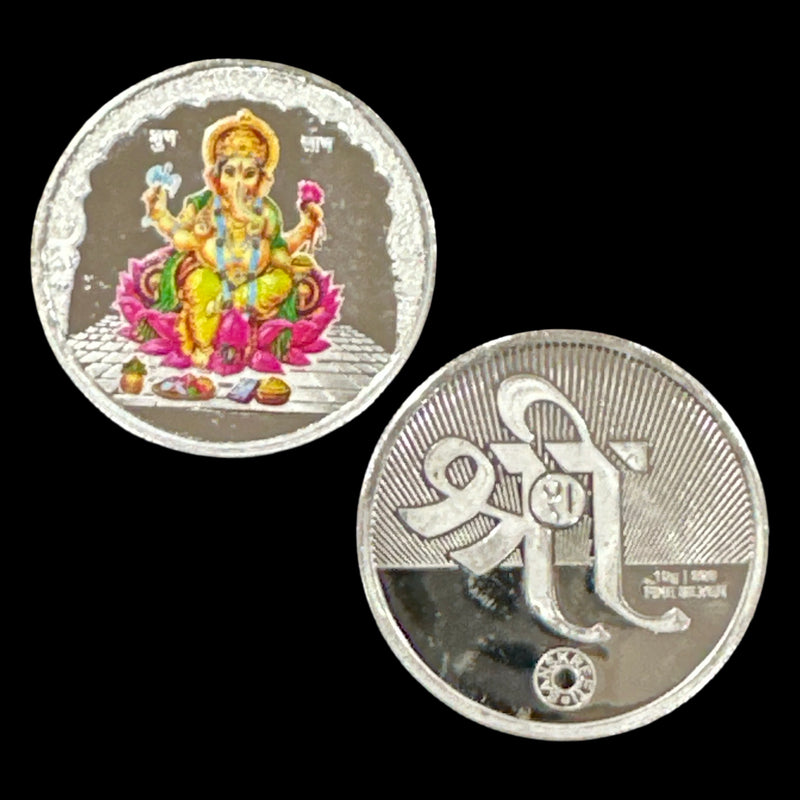 999 Pure Silver Ganesha 10 Gram Meena Coin