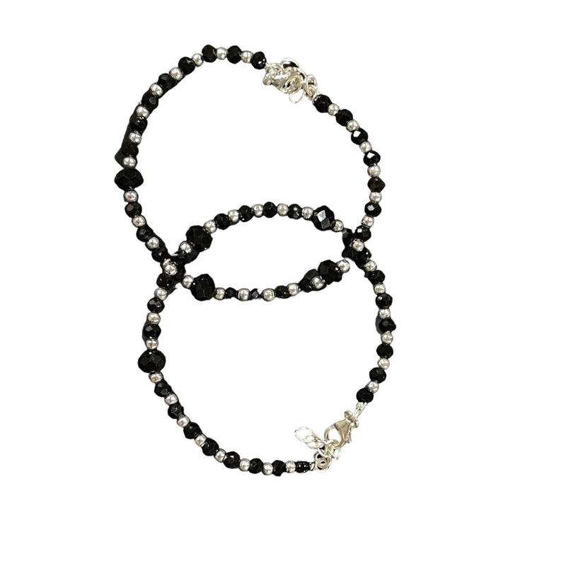 925 Sterling Silver New Born / Toddler Kids Black Beads Najariya - Style