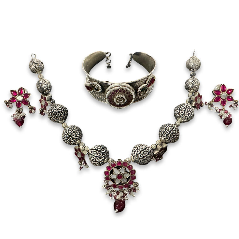 925 Sterling Silver Designer Necklace Set - Design