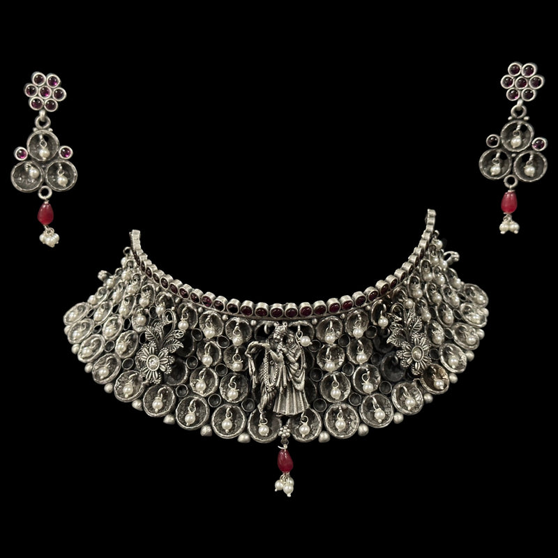 925 Sterling Silver Designer Necklace Set - Design