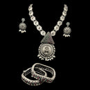 925 Sterling Silver Designer Long Necklace Set - Design