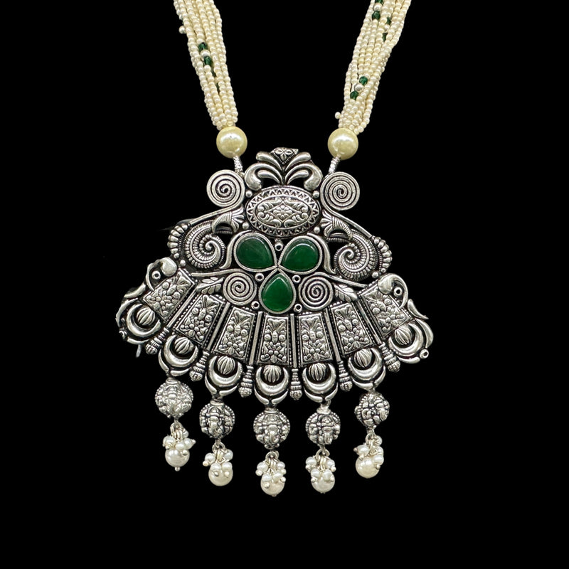925 Sterling Silver Designer Long Necklace Set - Design