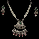 925 Sterling Silver Designer Long Necklace Set - Design