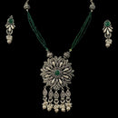 925 Sterling Silver Designer Long Necklace Set - Design