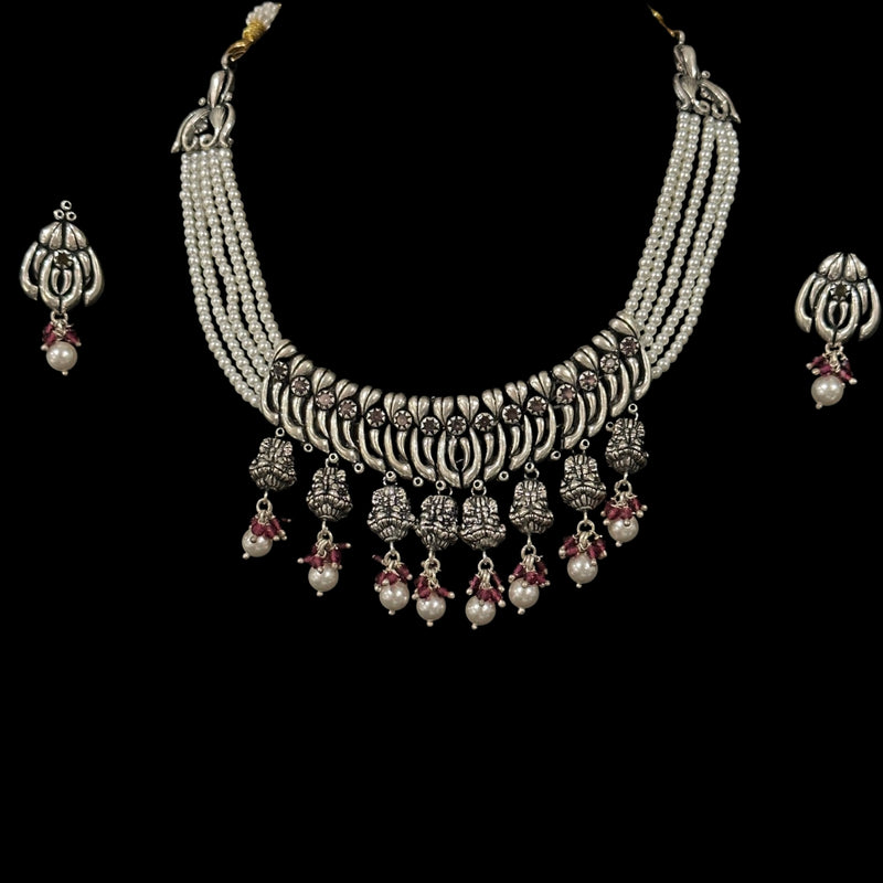 925 Sterling Silver Designer Choker Necklace Set - Design
