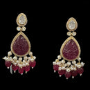 925 Sterling Silver Designer Hallmarked Necklace & Earring Set - Polki Style