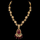 925 Sterling Silver Designer Hallmarked Necklace & Earring Set - Polki Style