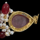 925 Sterling Silver Designer Hallmarked Necklace & Earring Set - Polki Style