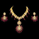 925 Sterling Silver Designer Necklace & Earring Set - Polki Style