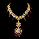 925 Sterling Silver Designer Necklace & Earring Set - Polki Style