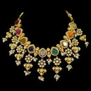 925 Sterling Silver Designer Necklace & Earring Set - Polki Style