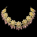 925 Sterling Silver Designer Necklace & Earring Set - Polki Style