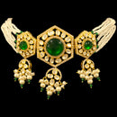 925 Sterling Silver Designer Hallmarked Necklace & Earring Set - Polki Style