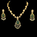 925 Sterling Silver Designer Hallmarked Necklace & Earring Set - Polki Style