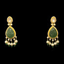 925 Sterling Silver Designer Hallmarked Necklace & Earring Set - Polki Style