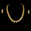 925 Sterling Silver Designer Necklace & Earring Set - Polki Style