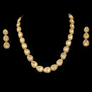 925 Sterling Silver Designer Necklace & Earring Set - Polki Style