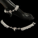 800 Silver Rajwada Hallmarked Pajeb Anklet with Meena - Style