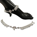 800 Silver Rajwada Hallmarked Pajeb Anklet with Meena - Style