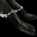 800 Silver Rajwada Hallmarked Pajeb Anklet with Meena - Style