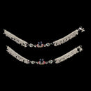 800 Silver Rajwada Hallmarked Pajeb Anklet with Meena - Style