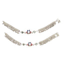 800 Silver Rajwada Hallmarked Pajeb Anklet with Meena - Style