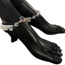 800 Silver Rajwada Hallmarked Pajeb Anklet with Meena - Style