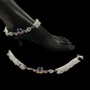 800 Silver Rajwada Hallmarked Pajeb Anklet with Meena - Style