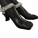 800 Silver Rajwada Hallmarked Pajeb Anklet with Meena & Bells - Style