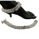 800 Silver Rajwada Hallmarked Pajeb Anklet with Meena & Bells - Style