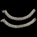 800 Silver Rajwada Hallmarked Pajeb Anklet with Meena & Bells - Style
