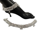 800 Silver Rajwada Hallmarked Pajeb Anklet with Meena & Bells - Style