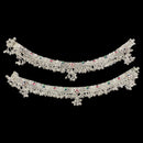800 Silver Rajwada Hallmarked Pajeb Anklet with Meena & Bells - Style