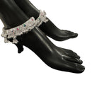 800 Silver Rajwada Hallmarked Pajeb Anklet with Meena & Bells - Style