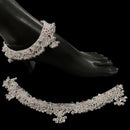 800 Silver Rajwada Hallmarked Pajeb Anklet with Meena & Bells - Style