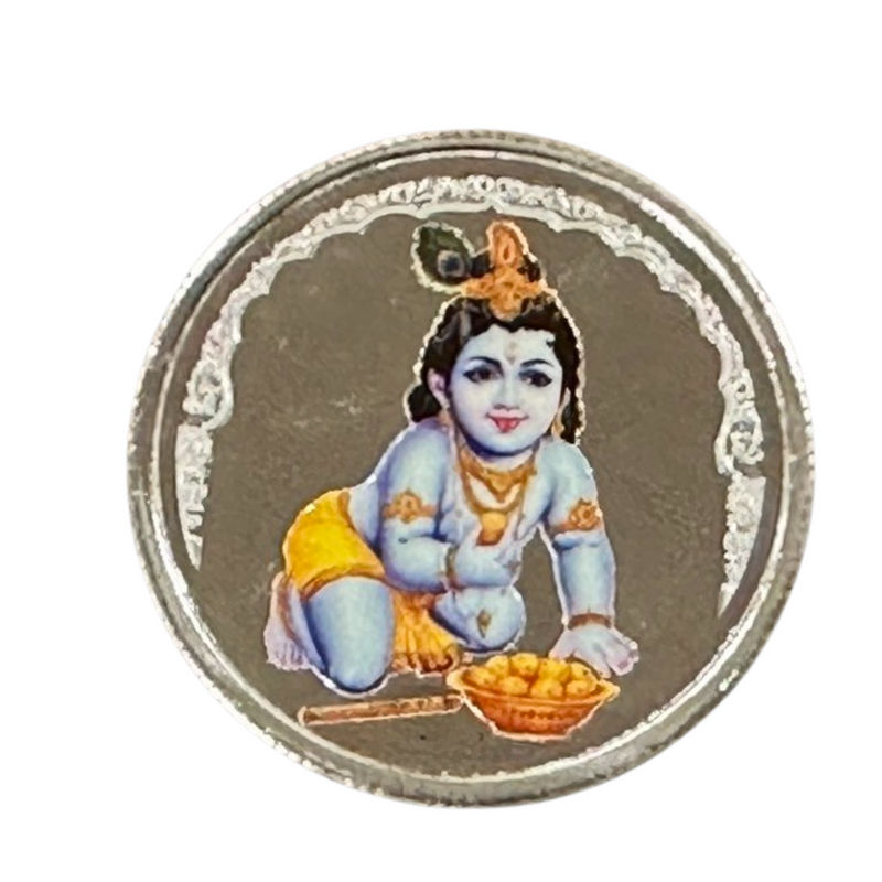 999 Pure Silver Baby Krishna Color 10 Gram Coin