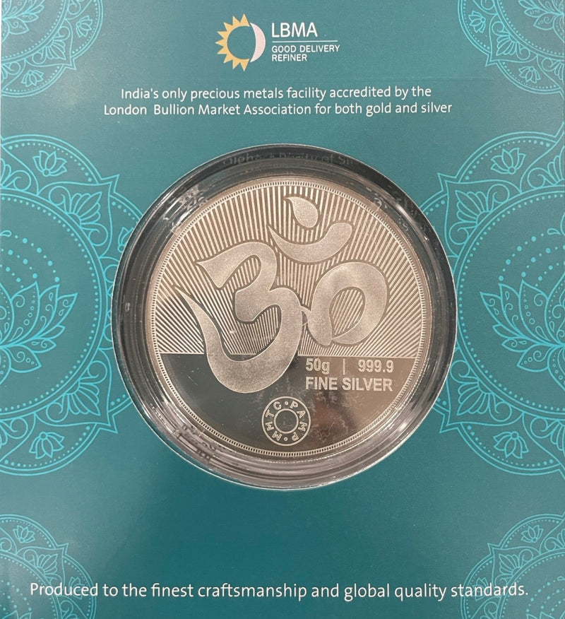 999 Pure Silver Ganesha Lakshmi MMTC Certified 50 Gram Sealed Coin