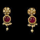 925 Sterling Silver Designer Necklace & Earring Set - Polki Style