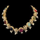 925 Sterling Silver Designer Necklace & Earring Set - Polki Style