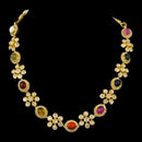 925 Sterling Silver Designer Necklace & Earring Set - Polki Style