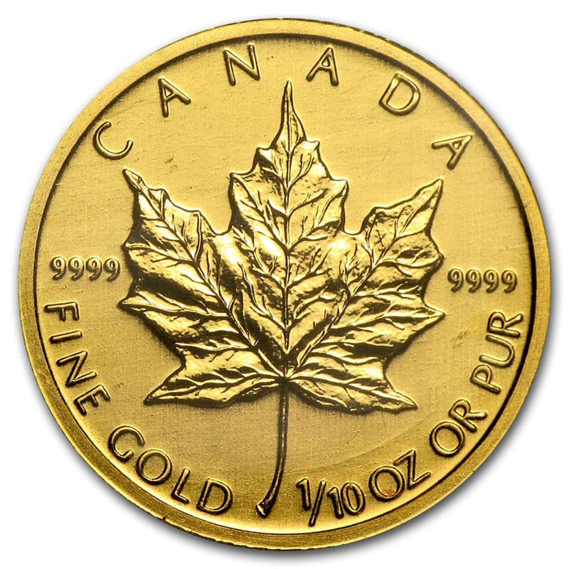 1/10 oz (3.11 grams) Canada Gold Maple Leaf  - 999 Pure Gold