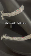 800 Silver Rajwada Hallmarked Pajeb Anklet with Meena - Style