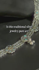 700 Silver Bridal / Party Anklet with Enamel & Stones - Style
