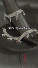 700 Silver Bridal / Party Anklet with Enamel & Stones - Style