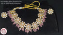 925 Sterling Silver Designer Necklace & Earring Set - Polki Style