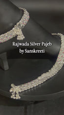 800 Silver Rajwada Hallmarked Pajeb Anklet with Meena - Style