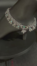 700 Silver Bridal / Party Anklet with Enamel & Stones - Style