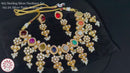 925 Sterling Silver Designer Necklace & Earring Set - Polki Style